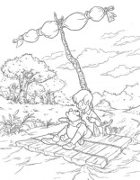 A coloring page of winnie the pooh - group